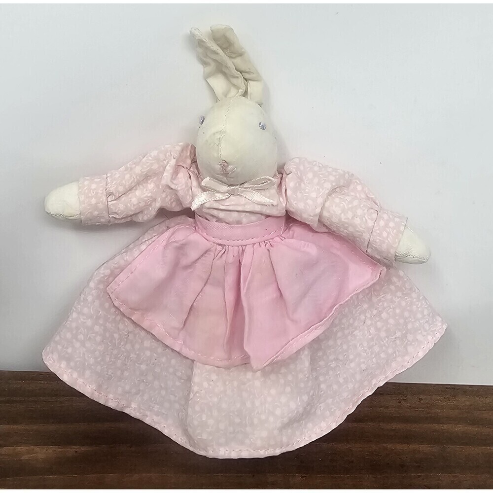 Stuffed Bunny Rabbit Girl Pier 1 Imports 6.25" Cloth Doll Decorative Easter